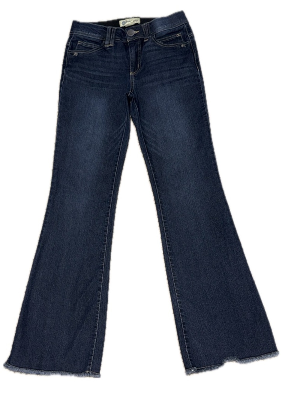 👖👢 DEMOCRACY Bootcut Raw Hem Dark Wash Stretch Jeans‎ Mid Rise | Women's Sz 4